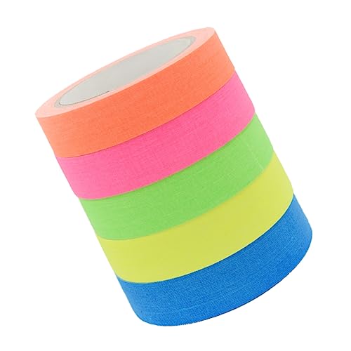 TEHAUX 1 Satz Baumwollband Abdeckband Bandspender Streifen Aus Papiersternen Leuchtendes Band Schwarzlicht Reaktives Klebeband Fluoreszierendes Klebeband Rosa Klebeband 5 Rollen von TEHAUX