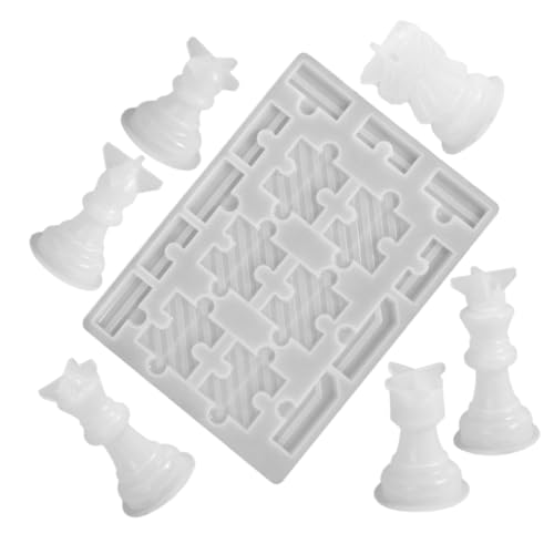 TEHAUX 1 Satz DIY-Versorgung Schachform-Set Gussform für Schach 3D-Schachformen Schach-DIY-Form Schachbrett schachfiguren Handwerk Formen Silikonform zum Gießen von Schach Kieselgel Weiß von TEHAUX