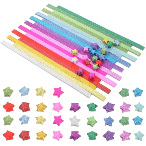 TEHAUX 1 Satz Glitzerstern-origami Glitzer-origami-sternpapier Origami-sternenstreifen Streifen Aus Papiersternen Origami-papier-kit Quilling-papier Papierstreifen Für Sterne 720 Blatt von TEHAUX