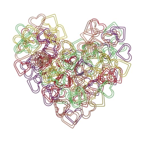 TEHAUX Büroklammern Aus Metall in Herzform Bunt Dekorativ für Büro Schule und Zuhause Zum Ordnen Von Dokumenten 100 Stück von TEHAUX