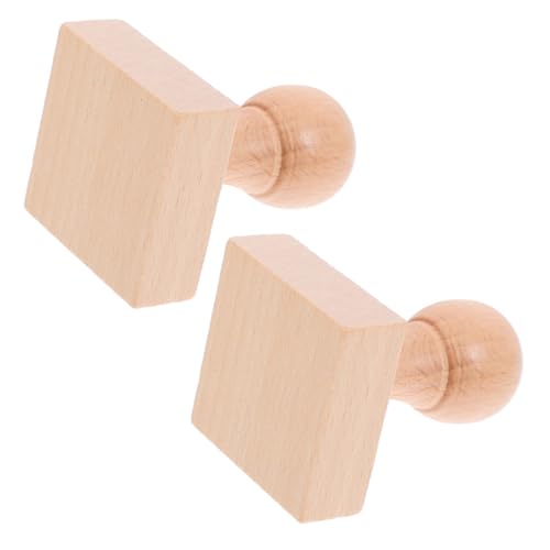 TEHAUX 1 Satz Stempel Für Kinder Tagebuch-holzstempel Quadratischer Stempel Kreative Holzstempel Bastelstempel Aus Holz Holzblock-bastelstempel Holzblockstempel Hölzern Beige 2st von TEHAUX