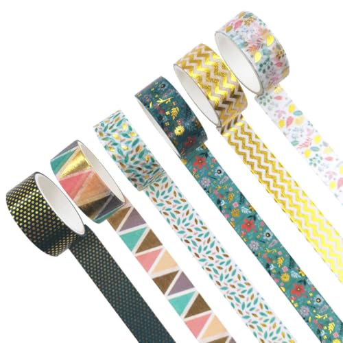 TEHAUX 1 Satz Taschenband Scrapbooking Zubehör The Washi Tape Farbenfrohe Klebebänder Aufkleber Klebeband-abdeckfolie Dekoration Diy Klebeband Klebebänder Für Sammelalben Papier 6rollen von TEHAUX