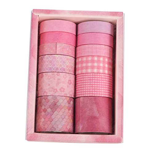 TEHAUX 1 Satz Washi-tape Rosa Aufkleber Errötendes Rosa Washi-aufkleber Bling Washi-klebeband Scrapbooking Washi Klebeband Buchband Diy Washi Tapes Farbiges Band Papier 12st von TEHAUX