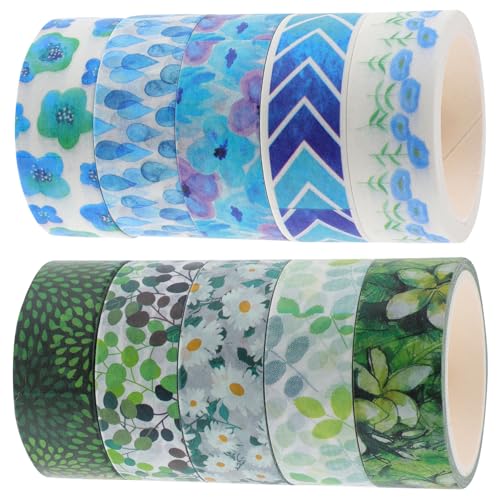 TEHAUX 1 Satz Washi-taschenband Dekorative Klebebänder Handgemachte Washi-tapes Spender Streifen Verwaschen Aufkleber Scrapbook-klebebänder Selber Machen Mehrzweck-washi-tape 10 Rollen von TEHAUX