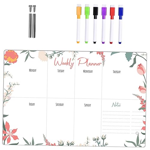 TEHAUX 1 Set Acryl Tisch Wochenplanung Notiztafel Planertafel Trocken Abwischbarer Notizblock Desktop Memotafel Trocken Abwischbarer Wochenkalender Whiteboard Marker Löschbare von TEHAUX