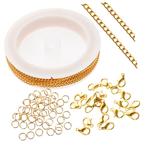 TEHAUX 1 Set DIY Kette Zubehör Feine Eisenkette Für Schmuckherstellung Mit Lobster Clips Und Sprüngen Ringen Goldene Kette Für Halsketten Und Armbänder Basteln von TEHAUX