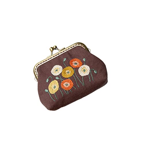 TEHAUX 1 Set Handgefertigtes Stickerei-starter-set, Schloss, Geldbörse, Clutch-tasche, Diy-stickwerkzeug-set Mit Wollnadel, Zubehör-set Für Frauen Und Mädchen (blumen-stil) von TEHAUX