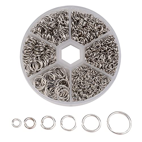 TEHAUX 1 Set Offene Sprungringe Schmuckherstellungszubehör Edelstahl Ringe Verschiedenen Größen 4mm 5mm 6mm 7mm 8mm Für DIY Schmuckprojekte Silberfarben von TEHAUX