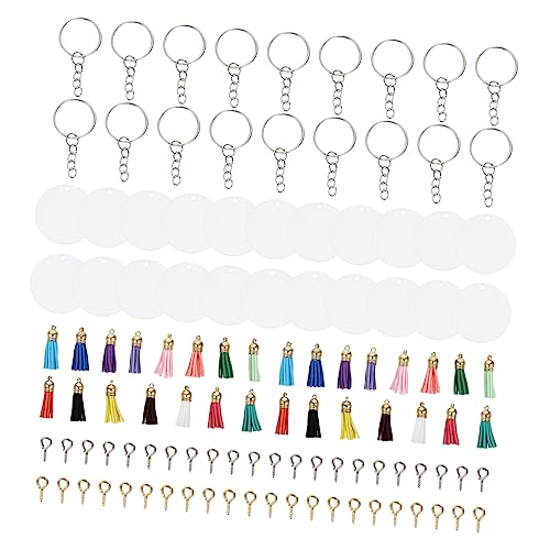 TEHAUX 1 Set Tassel Keychain DIY Material Acryl Blank Discs DIY Keychain Zubehör von TEHAUX