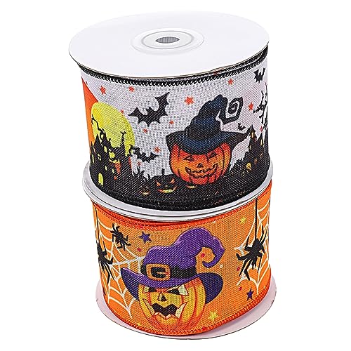 TEHAUX 10 Rollen Halloween- Halloween-Geschenkband Schleifenband vorhanden Halloween-Kürbisbänder halloween dekoration halloween-dekoration für Bandverzierungen Eisen von TEHAUX