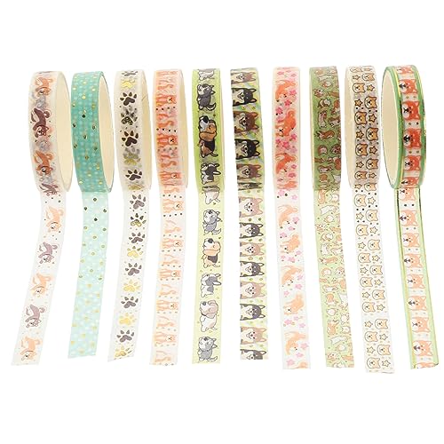 TEHAUX 10 Rollen Heißpräge Washi Tape Selbstklebende Aufkleber Papier Washi Tape Farbiges Abdeckband Haustier Washi Tapes Bedruckte Klebebänder Selbstklebende DIY Bänder von TEHAUX