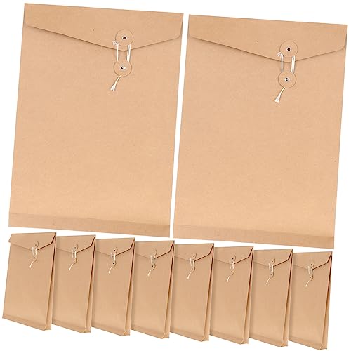 TEHAUX 10 Stück Schnur Dokumententaschen Kabelorganisator Kraftpapier Karton Geschäft Bürobedarf Packseidenpapier Umzug Kabel-organizer Multi Dokumententasche Mit Reißverschluss von TEHAUX