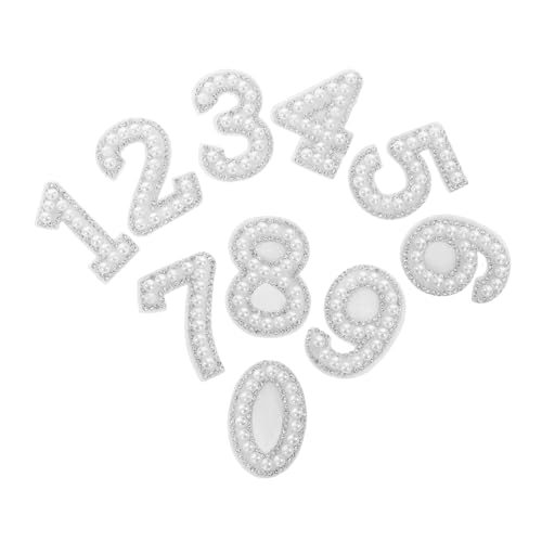 TEHAUX 10 Stück Strass-flicken Mit Kunstperlen, Zahlen-patches 0–9, Zum Aufbügeln, Für Diy-kleidungsdekor, Weiße Aufkleber Für Hüte, Taschen, Jeans, Schuhe, Hemden, Handys TEHAUX 10 Stück Strass-flicken Mit Kunstperlen, Zahlen-patches 0–9, Zum Aufbügeln, Für Diy-kleidungsdekor, Weiße Aufkleber Für Hüte, Taschen, Jeans, Schuhe, Hemden, Handys von TEHAUX