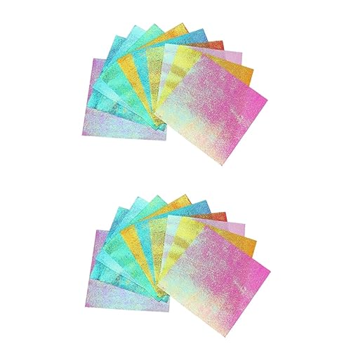 TEHAUX 100 Stk Schillerndes Papier Faltpapier in Regenbogenfarben Glitzerndes Quadratisches Faltpapier Zum Basteln Papierfalten Quadratisches Papier Premium-glitzerpapier Zum Basteln von TEHAUX