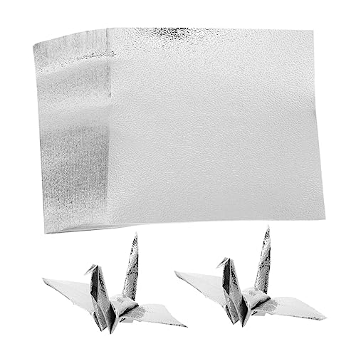 TEHAUX 100St Einseitiges Perlmutt-Origami Origami-Papier aus Metallfolie DIY Kunstprojekte Papier basteln aus papier feiern endlospapier Origami-Papier für Kunst einseitiges Papier Silver von TEHAUX