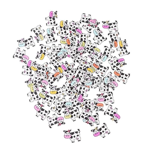TEHAUX 100st Kuh Holzknöpfe Annähen Von 2-loch-knöpfen Diy-knöpfe Vintage- Vintage-knöpfe Bemalte Nähknöpfe Handdekor 2 Löcher Knöpfe Tier-taste Kuhknöpfe Zum Nähen Hölzern von TEHAUX