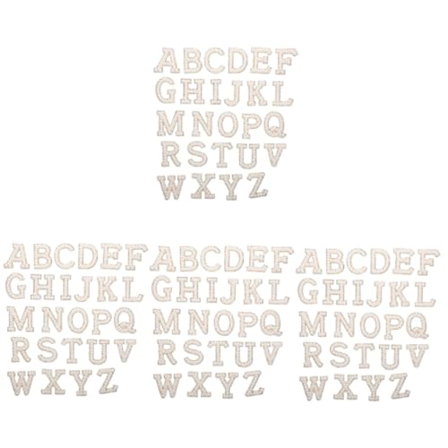 TEHAUX 104 Stk Selbstklebende Perlensticker bügelbilder bügelbild Glitzeraufkleber exquisite Alphabetapplikationen gestickte Reparaturflicken Aufbügeln von Kleiderflicken Polyester Weiß von TEHAUX