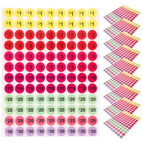 TEHAUX 1080 Stück Flohmarktaufkleber 0 78 Runde Leuchtende Farben Etikettenaufkleber Marktpreisaufkleber Vorgedruckte Preisaufkleber Für Flohmärkte Jahrmärkte von TEHAUX