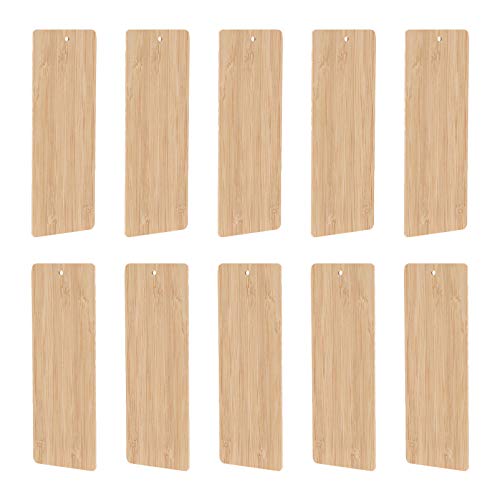 TEHAUX 10Pcs Holz Leere Lesezeichen Rechteck Buchmarker Unfertige Hölzerne Hanging -Tags Mit Löchern Für DIY Crafts Wedding Party Geburtstagdekoration von TEHAUX