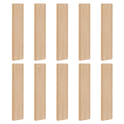 TEHAUX 10Pcs Holz Leere Lesezeichen Rechteck Buchmarker Unfertige Hölzerne Hanging -Tags Mit Löchern Für DIY Crafts Wedding Party Geburtstagdekoration von TEHAUX