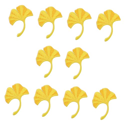 TEHAUX 10St Ginkgo-Blatt-Patch Applikation in Ginkgoblattform Jeansflicken Charm-Stoff-Patch handmade aufnäher selbstklebende flicken Kleiderflicken Stoffreparaturflicken Polyester Yellow von TEHAUX