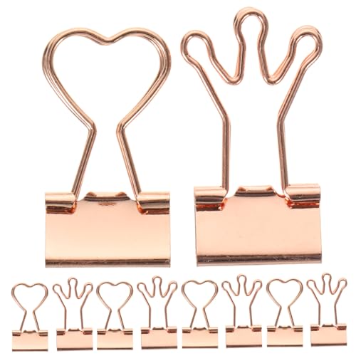 TEHAUX 10St Heftklammern klein große Bindeklammern kleine Büroklammern kleine Heftklammern Mini-Büroklammern büroartikel bürobedarf Metallclips zum Aufhängen Mini-Bindeklammern Rose Gold von TEHAUX