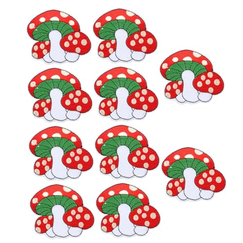 TEHAUX 10St Pilz-DIY-Patch Mini-Aufkleber Stickerei-Patch-Aufkleber Mini-Zubehör Stoffflecken bestickt aufbügler für jacken aufbügelbilder Charm-Stoff-Patch Stickereiflecken Polyester rot von TEHAUX