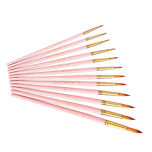 TEHAUX 12-Teiliges Set Kunstpinsel Miniatur Bausatz Polieren berühren Gel Palette farbig Produkte Wieder auffüllbar bastelzeug Craft The Artist Pinsel streichen Paint Brush Bambus Rosa von TEHAUX