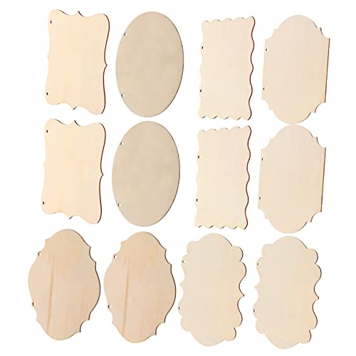 TEHAUX 12St Geformte Holzspäne unfertiges Willkommensschild Blanko-Wandschilder zum Basteln Rohlinge basteln holzbrettchen home decor holzdeko bastelset Holztafel Holz zum Basteln hölzern von TEHAUX