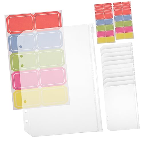 TEHAUX 12er Set A5 Reißverschlusstaschen Für Dokumente | Binder Pockets Mit 6 öchern | Praktische Aufbewahrung Für Akten Und Notizen | Inklusive Aufkleber Für Einfache Beschriftung von TEHAUX