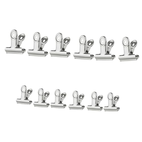 TEHAUX 12er Set Edelstahl Binder Clips Starke 63mm Und 38mm Für Bürobedarf Notizen Und Dokumentenmanagement Praktische Büroklammern von TEHAUX