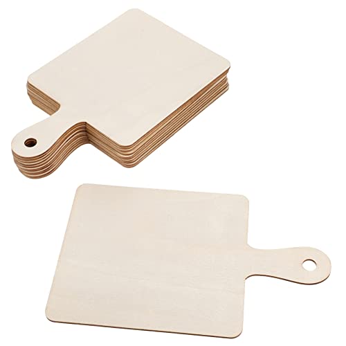 TEHAUX 12st Quadratisches Holz Schild Tablett Dekor Mini-dekor X3 Tablett Für Schneidebretter Ausschnitte Planke Hacken Groß Mini-schneidebretter Unvollendeter Schnitt Mini-spielzeug Leer von TEHAUX