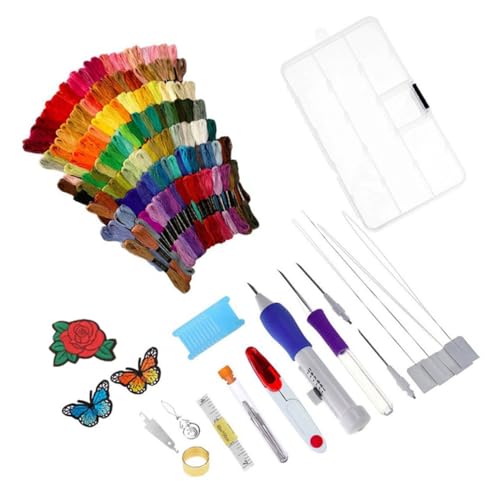 TEHAUX 136 Teiliges Stickmuster Set Mit Punch Needle Werkzeug Sticknadel Set Für Kreative Handarbeiten Mit Garn Und Mustern Ideales Bastelwerkzeug Für Anfänger Und Fortgeschrittene von TEHAUX