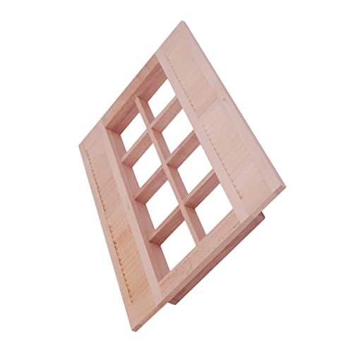 TEHAUX 1Stk 8 Jalousien windows 1 12 skalieren windows 1 6 skalieren Möbel Fensterläden Innentüren puppenstubenzubehör holzjalousie Holz-Fensterladen-Ornament Mini-Fenstermodell Khaki von TEHAUX