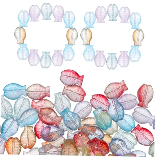 TEHAUX 1set Kleiner Fischanhänger Abstandsperlen Aus Gold Perlen-kits Stift Coole Perlen Bracelet Beads Armbandperlen Perlendekoration Armband Zubehör Schmuckperlen Glasperlen 90pcs von TEHAUX