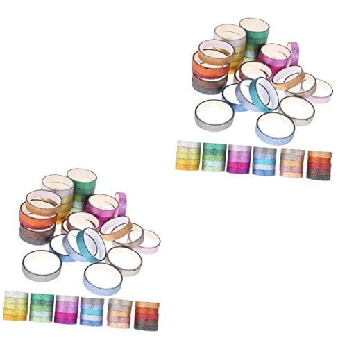 TEHAUX 2 Sätze Glitzer Und Washi-tape Tagebuchband Farbband Zartes Washi-tape Scrapbook-diy-klebebänder Dekorationsband Aus Papier Washi-klebeband Fotoband Japanisches Papier 90 Stück * 2 von TEHAUX