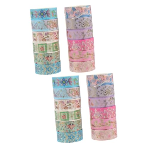 TEHAUX 2 Sätze Heißpräge-washi-tape Washi Diy Bastelband Dekorative Bänder Für Sammelalben Mit Goldprägung Bedruckte Klebebänder Dekorative Papierbänder Aufkleber 12 Rollen * 2 von TEHAUX