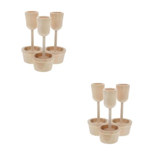 TEHAUX 2 Sätze Holzhaus holzdeko für geschenkideen für garten für Geschenkideen DIY-Ornamente-Kits kleine Blumentöpfe zum Basteln hölzern Beige von TEHAUX