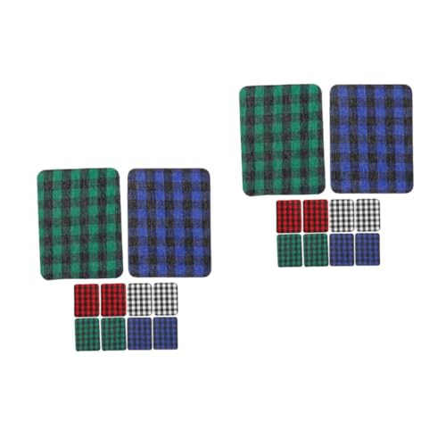 TEHAUX 2 Sätze Plaid Patch Rot Kariertes Tischset Ofenhandtuch Bauwagendecke Karierte Tischsets Schwarze Tischsets Karierte Flagge Geschenkpapier Ellbogenflicken Zum 12 Stück * 2 von TEHAUX