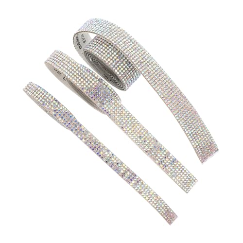 TEHAUX 2 Sätze Selbstklebende Strasssteine Selbstklebende Strassbänder Diy Dekoration Mit Strassbändern Geschenkband Diamantband Bling Bastelbedarf Dekoratives Strassband 3 Rollen * 2 von TEHAUX