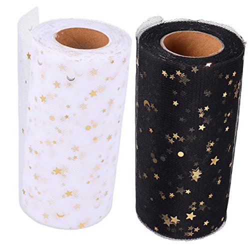 TEHAUX 2 Stück Rollen Stoffmaschenrolle pailletten sequin wedding decoration asterigos hochzeitdeko oq Sterndekor dekorativer Tüllstoff Hochzeit Tüllrock Stoff Bastelbedarf für Hochzeiten von TEHAUX