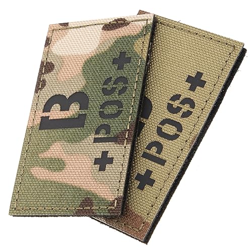 TEHAUX 2 Stücke Blutgruppe Patch Camouflage Blut Klett Patch Blutgruppe Armband B Positive Blut Patches Nylon von TEHAUX