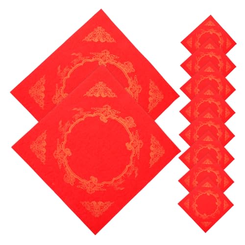 TEHAUX 20 Blatt Leeres Rotes Xuan Papier Mit Fu Zeichen Für Chinesische Neujahrs Couplets Und Hochzeitsdekorationen von TEHAUX