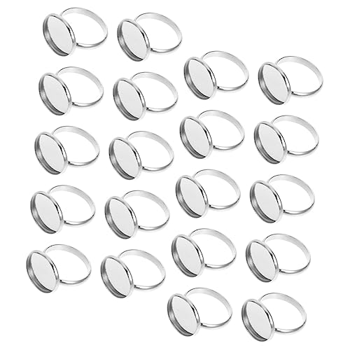 TEHAUX 20 Stück Ringhalter schmuckherstellung schmuck machen Schmuckbastelset Schmuckbasteln Gold Schlüssel Ring Herstellung von Erkenntnissen stabile Ringfassung Rostfreier Stahl Silver von TEHAUX