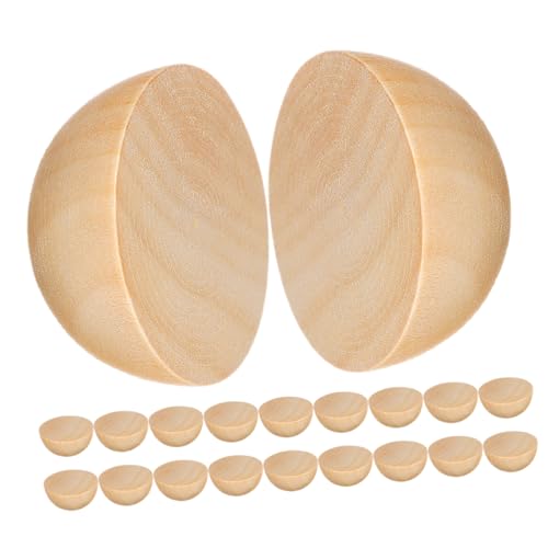 TEHAUX 20St Holzkugeldekoration Halbkugeln aus Holz halbe Holzkugeln zum Basteln Holzperlen basteln Bastelperlen aus Holz unfertige gespaltene Holzkugeln Mini-Holzkugel Lotusbaum Beige von TEHAUX