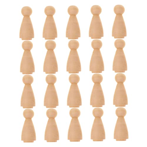 TEHAUX 20st Menschen Geformte Puppe Steckpuppen Selber Machen Wohndekoration Steckspielpuppen Kinderspielzeug Puppenkörper Spielzeuge Peg-puppen Puppenfiguren Selber Bemalen Khaki Bambus von TEHAUX