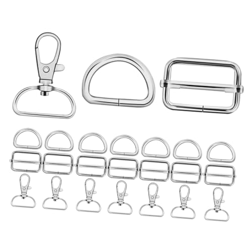 TEHAUX 24 Stück Metall Drehhaken Clips D Ring Schnallen Rechteckige Schnallen Set Für Schlüsselanhänger Taschengurte Geldbörse DIY Bastelschnallen von TEHAUX