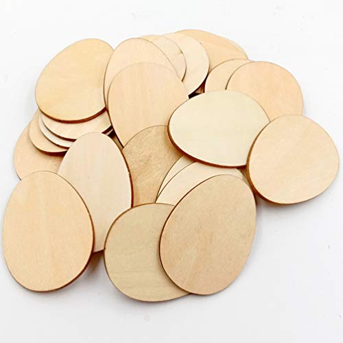 TEHAUX 25Pcs Holz Ostereiausschnitte Unvollendete Holzei -Eierformschnitte Holzschilder Handwerksschilds Für Party DIY Bastelfarbe Dekoration von TEHAUX