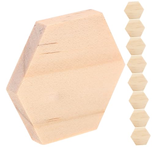 TEHAUX 25St sechseckige Holzspäne Tischgeflecht Mini-Dekoration weiße Tafel DIY Holzstücke Bastelbedarf Holz Holzscheiben zum Basteln leere Holzsechskantscheiben hölzern Khaki von TEHAUX