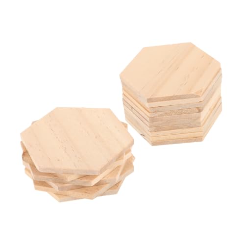 TEHAUX 25er Pack Unbearbeitete Holzscheiben Sechseckige Holzplatten Für DIY Deko Geschenkanhänger Und Hochzeitsdekoration Holzscheiben Aus Naturholz von TEHAUX